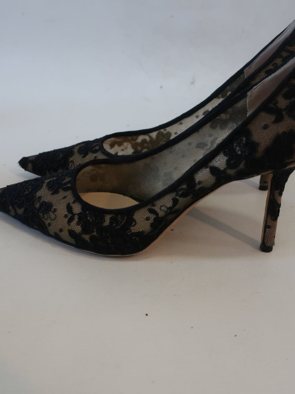 Women Jimmy Choo Black, Nude Lace High Heel Pumps 38  EU/US 8 - Picture 5 of 9